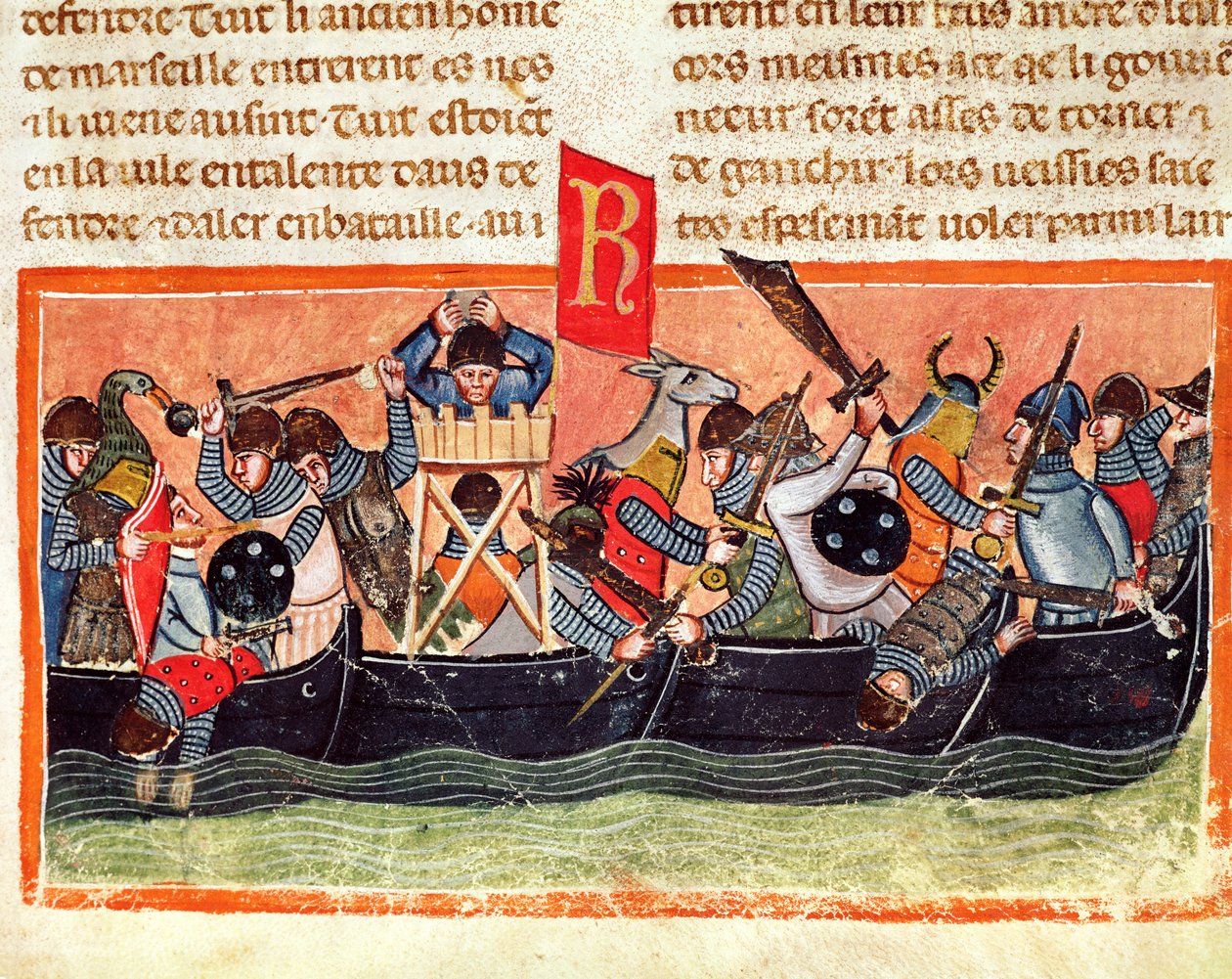 Bitva mezi Římany a Galy, z Le Vite di Dodici Cesari od Gaia Suetonius Tranquillus (asi 75-150) od Italian School