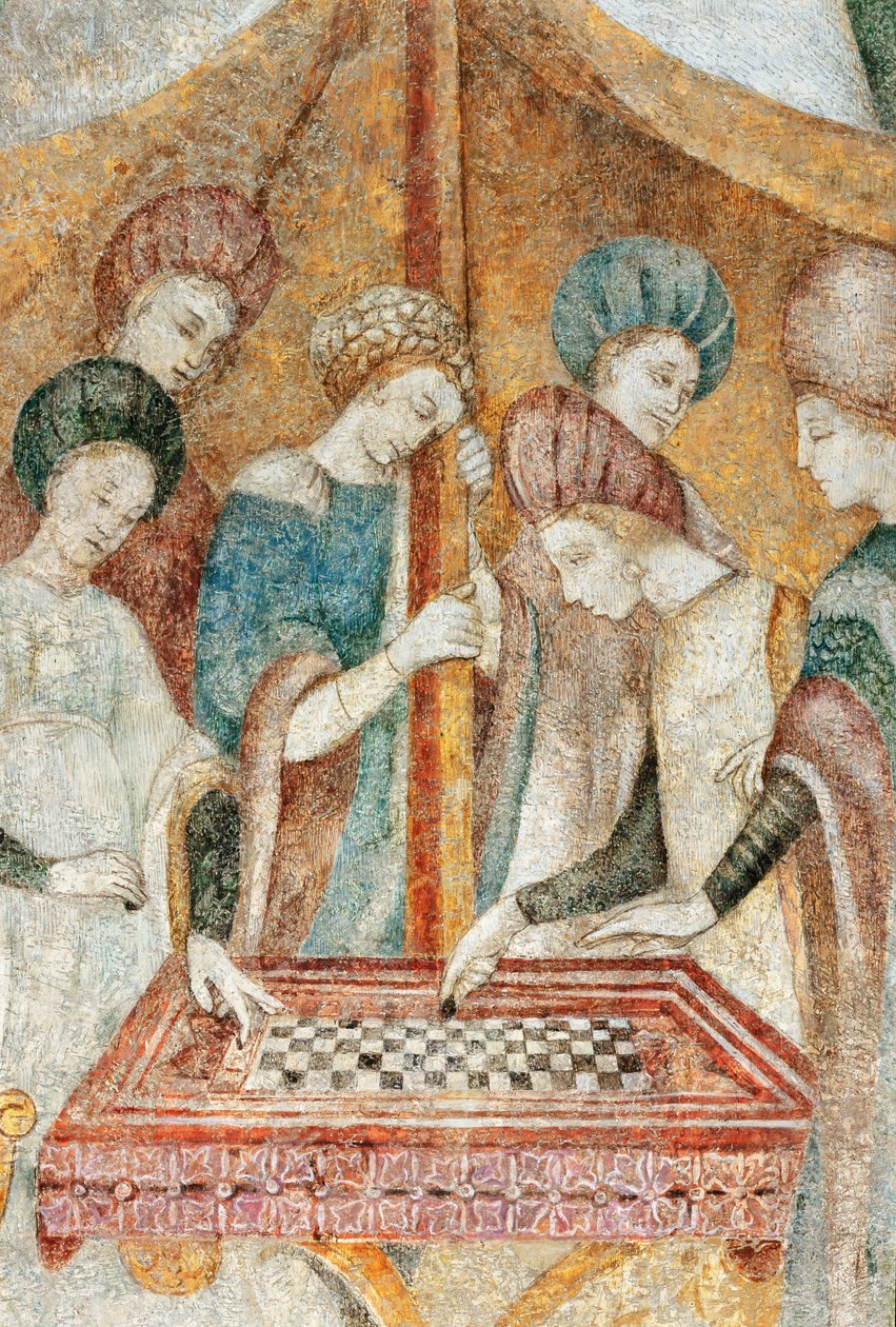 Bicocca degli Arcimboldi: freska z 15. století, detail hry dáma (freska) od Italian School