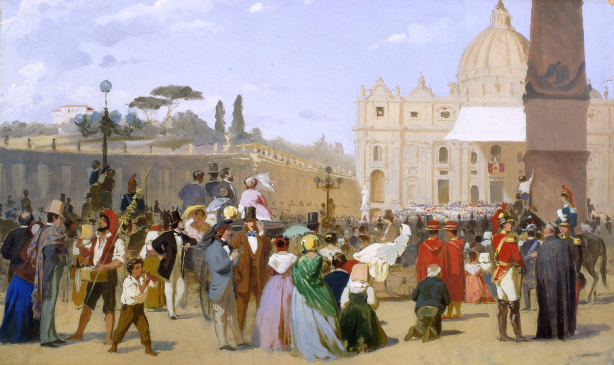 Požehnání Pia IX. z balkonu sv. Petra, kolem 1846-78 od Italian School