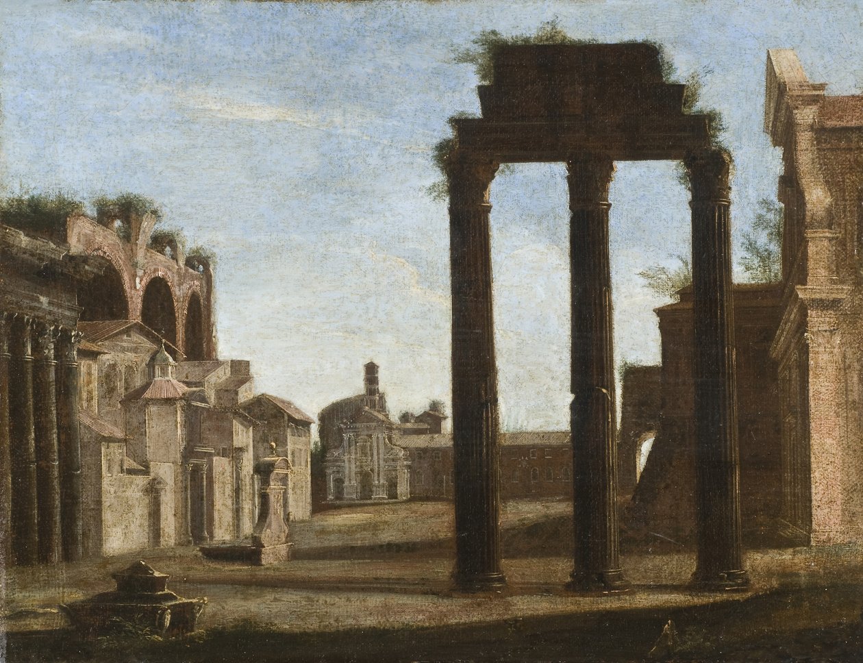 Campo Vaccino v Římě, kolem roku 1650 od Italian School