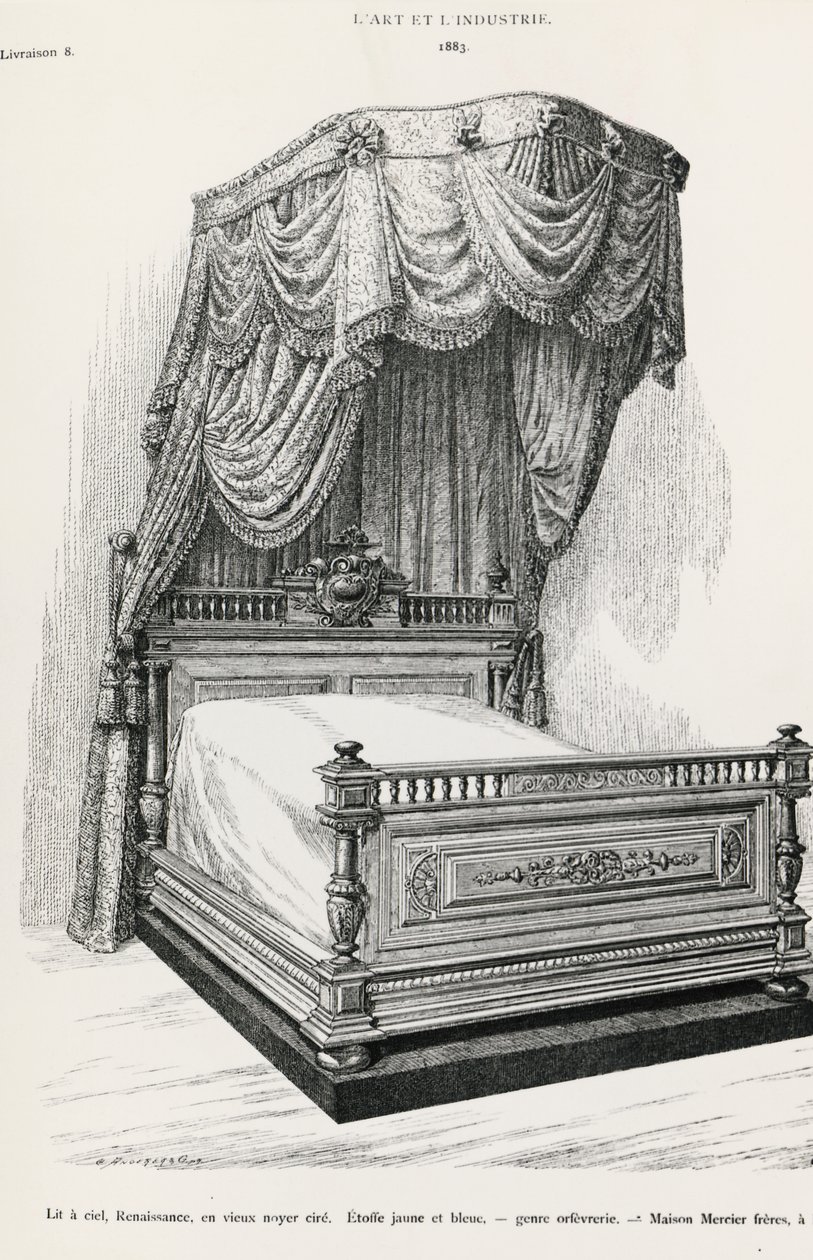 Postel s nebesy, Mercier Freres, Paříž, ilustrace z L