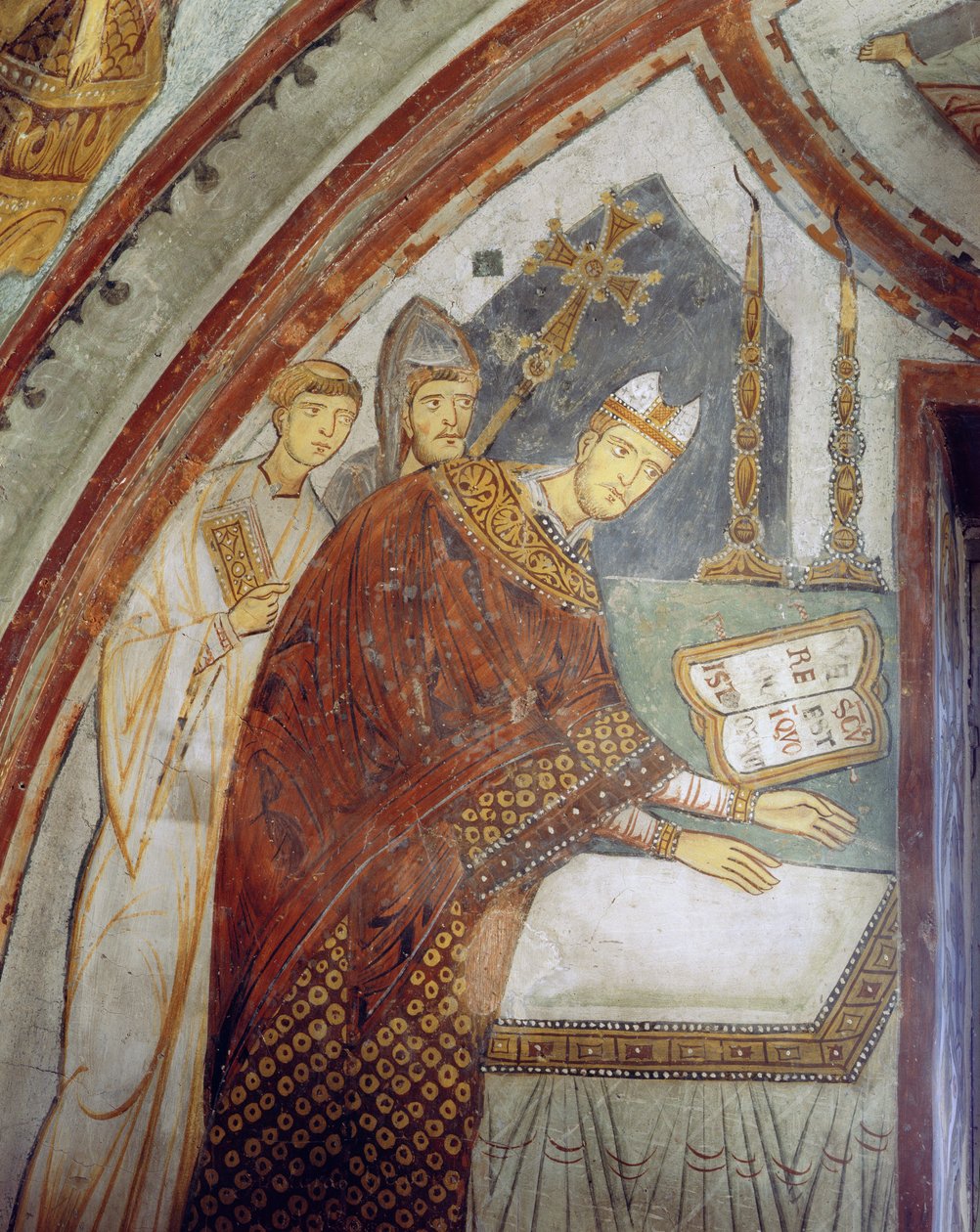 Kardinál Ugolino di Ostia (pozdější papež Řehoř IX.), vysvěcení kaple, kaple sv. Řehoře, kolem 1224 od Italian School