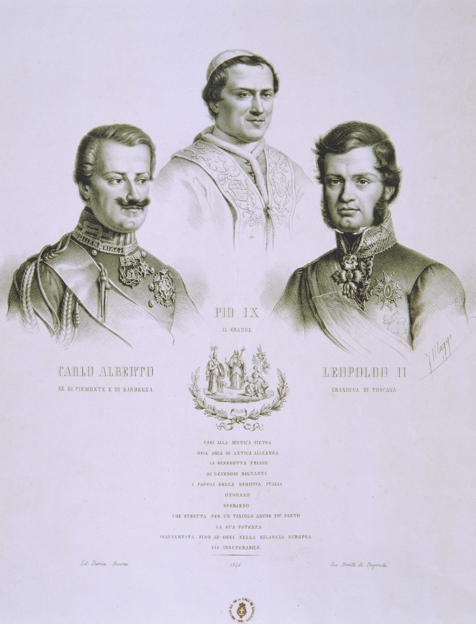 Charles Albert, Pius IX a Leopold II, 1848 od Italian School