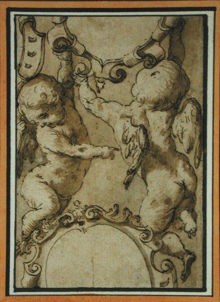 Cherubové, počátek 17. století (pero, inkoust a mytí na papíře) od Italian School