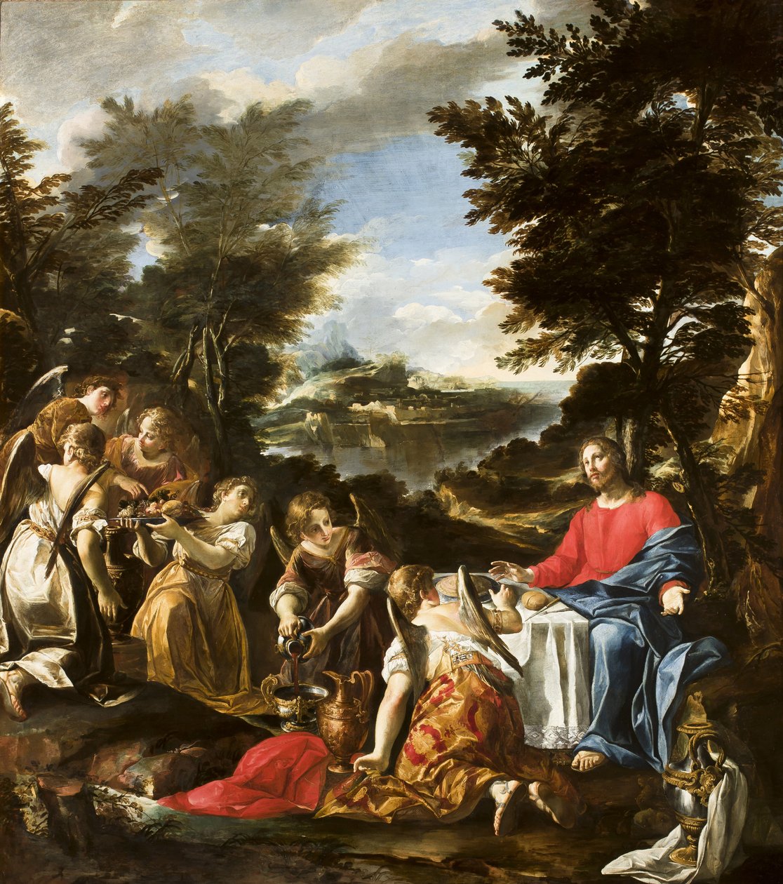 Kristus obsluhovaný anděly, cca 1650-1700 od Italian School
