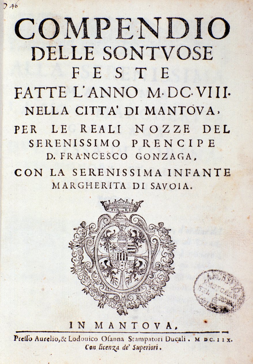 Letopisy popisující oslavy organizované v Mantově princem z Gonzagy (1608) od Italian School