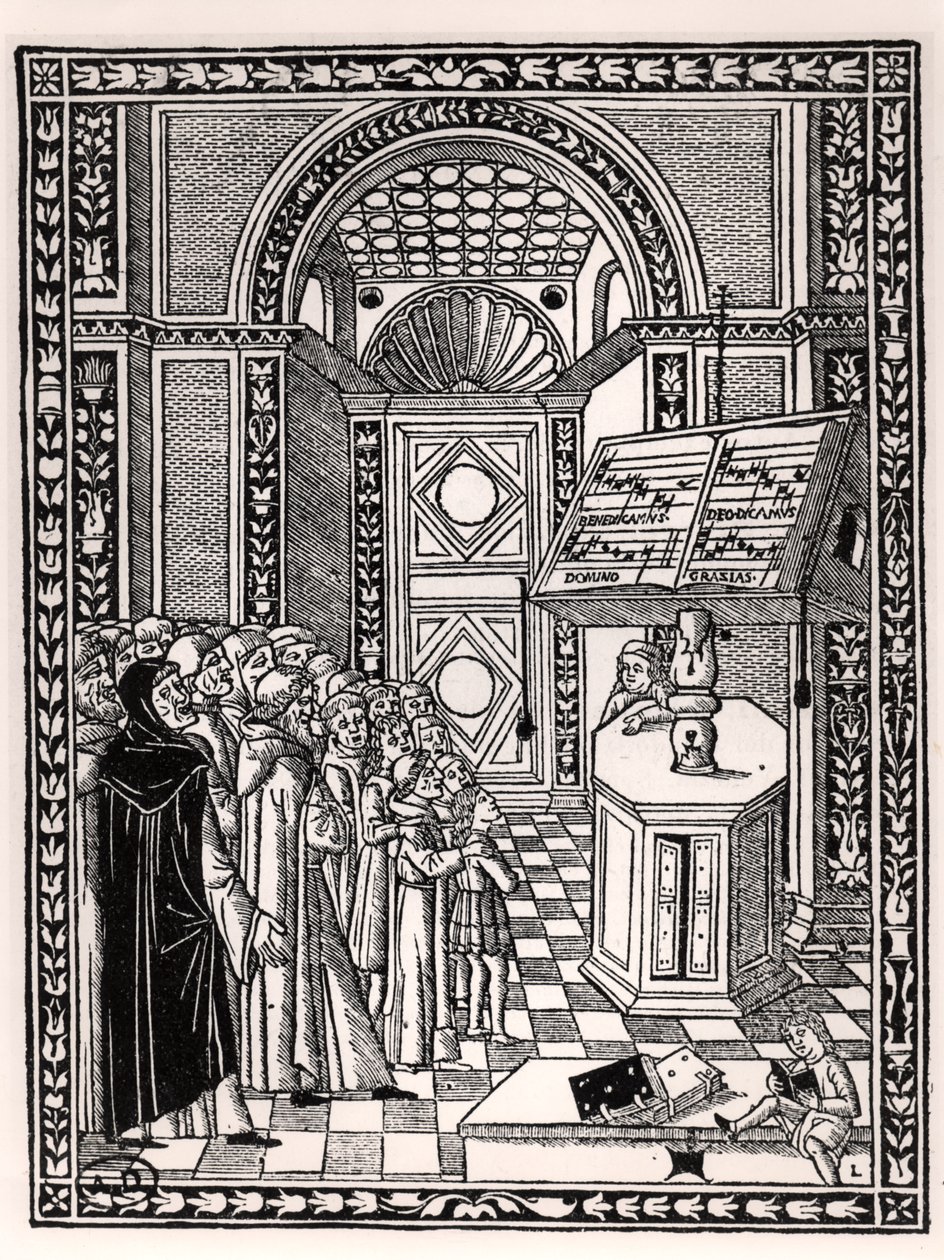 Kostelní sbor, ilustrace z Practica Musicae od Franchina Gaffuria (1451-1522), vydáno v Benátkách 1512 od Italian School