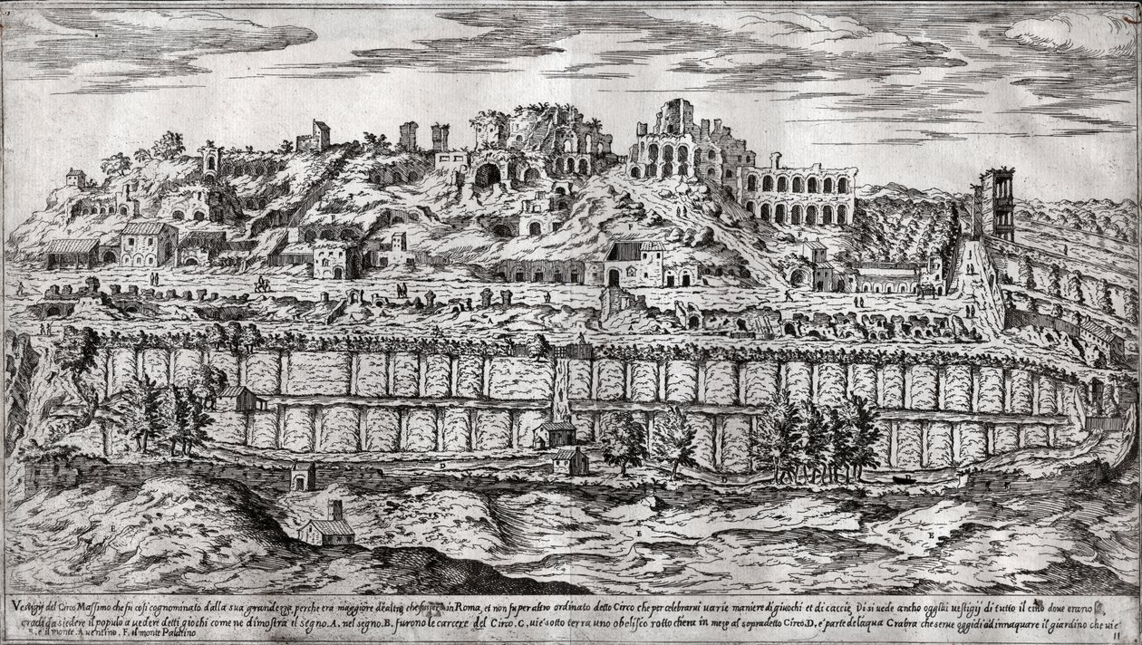 Circus Maximus, Řím. (rytina od Italian School