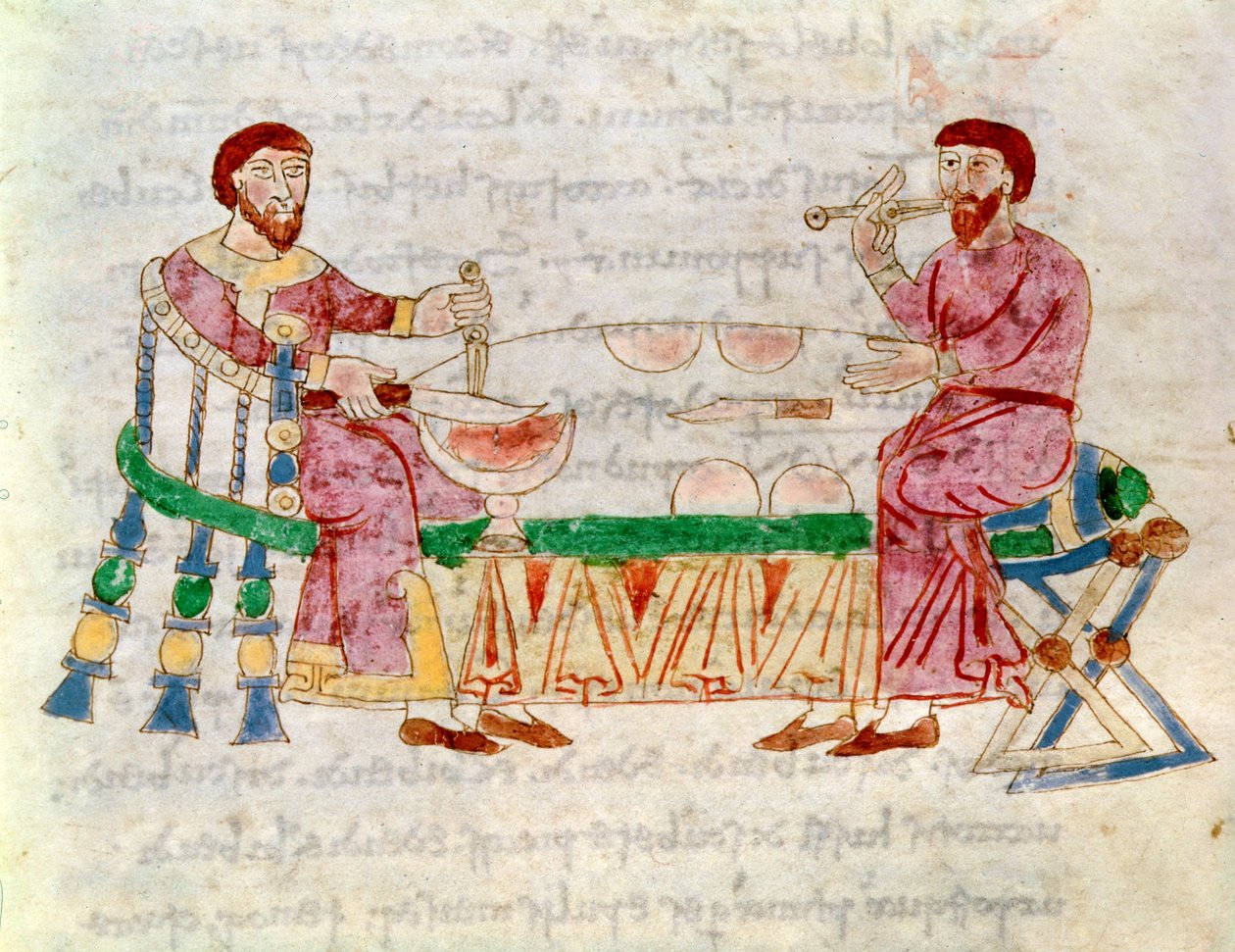 Codex 132 Livre 22 Chap.1 The Meal, from De Universo od Rabanuse Mauruse (c.780-856) 1023 od Italian School