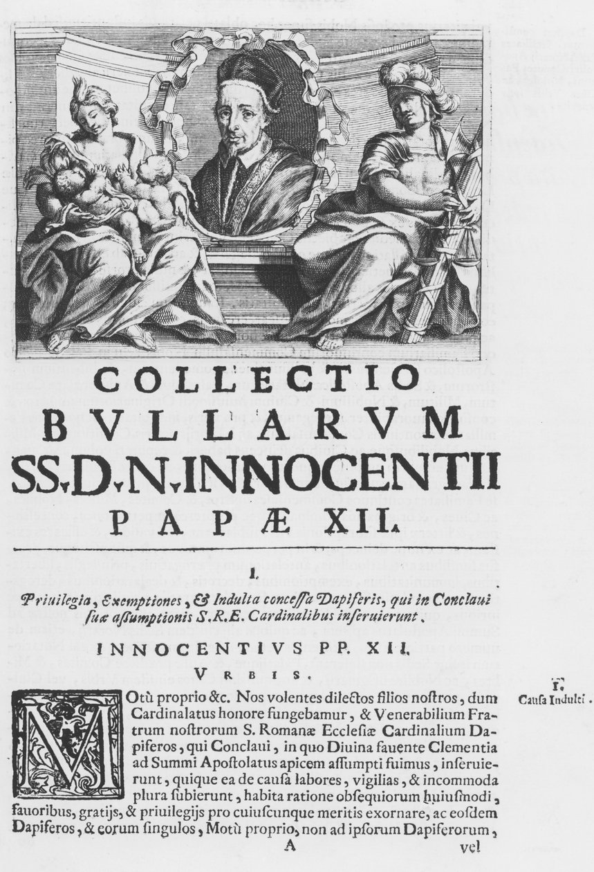 Sbírka papežských bul papeže Inocence XII. (rytina) od Italian School