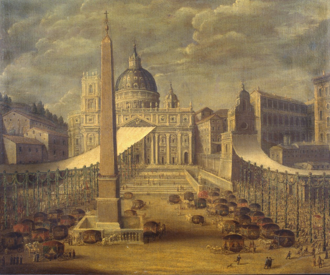 Procesí Božího těla na náměstí Piazza San Pietro od Italian School