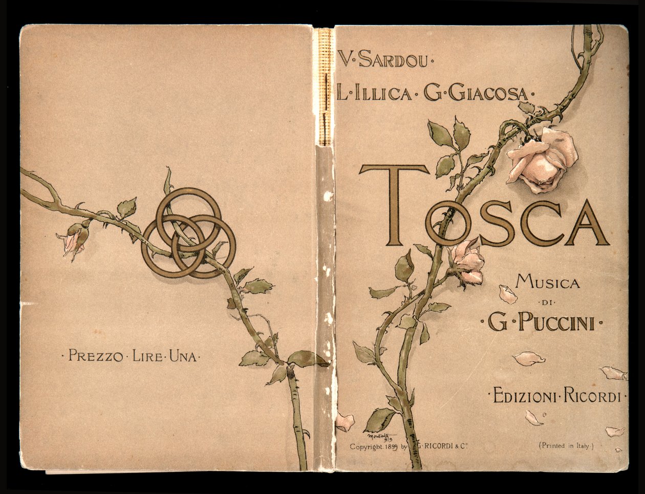 Obálka, Libretto della Tosca od Giacoma Pucciniho, edice Ricordi, Itálie od Italian School