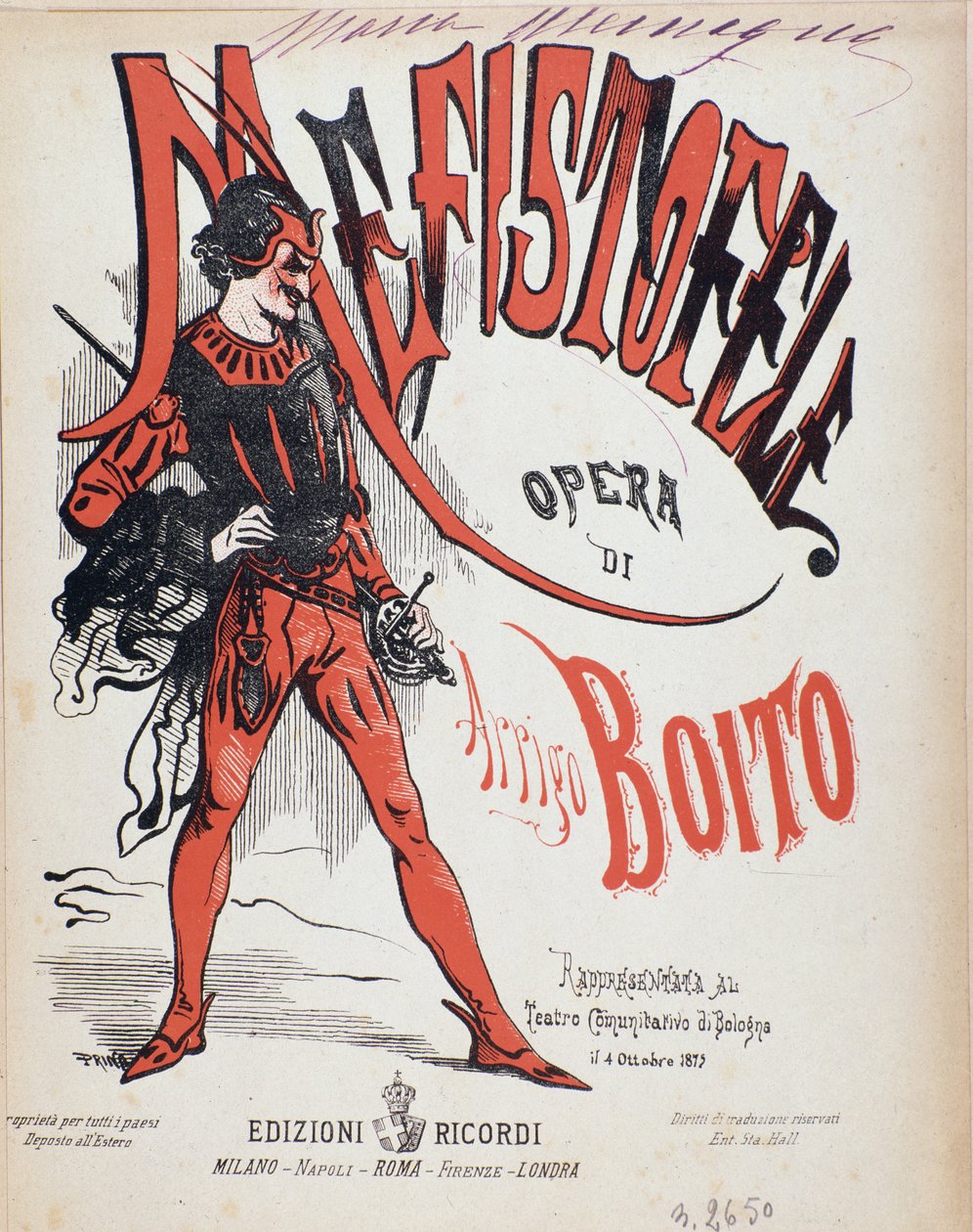 Obálka partitury opery Mefistofele od Arriga (Enrica) Boita od Italian School