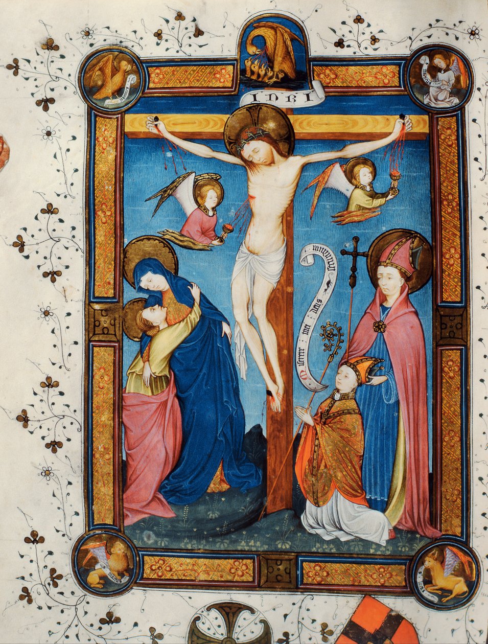Ukřižování, ilustrace z misálu Mistra Pancratina, c. 1430 (vellum) od Italian School