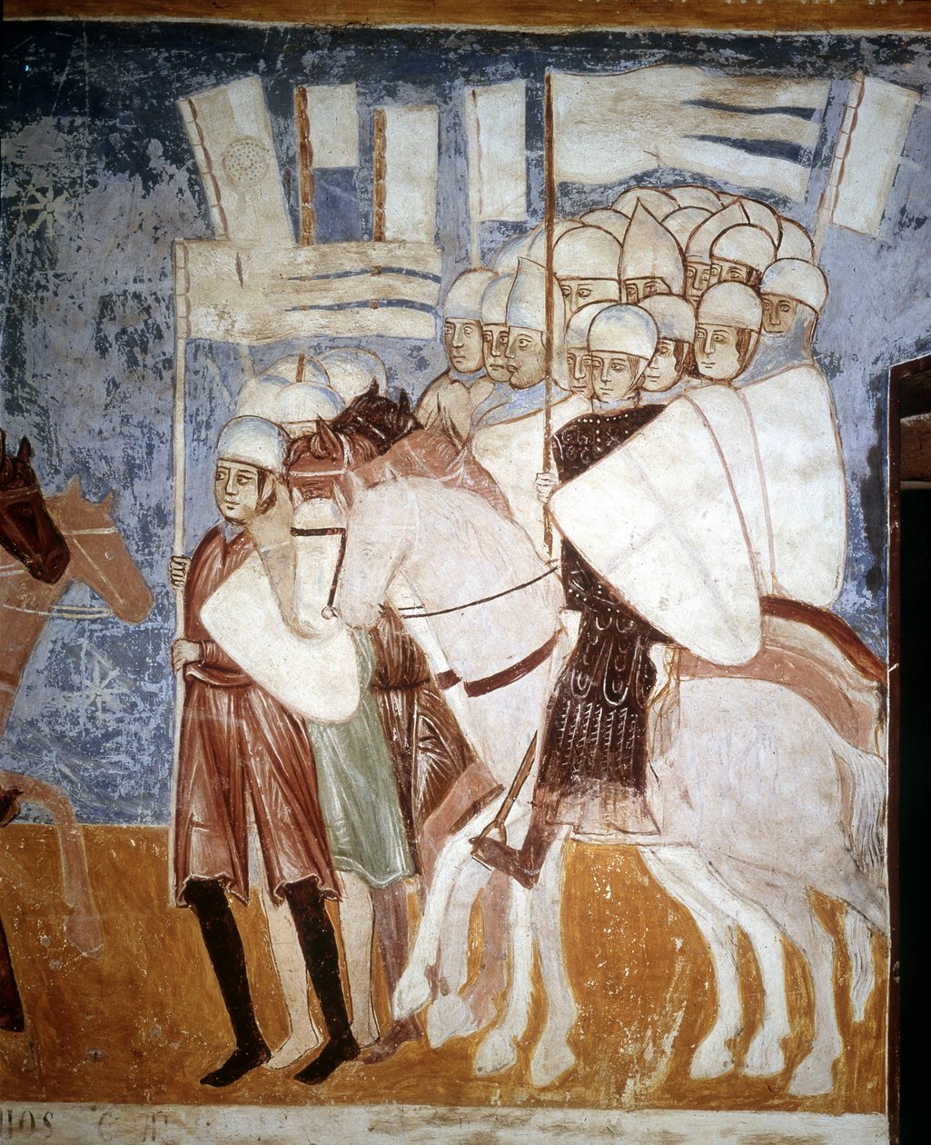 Křižáci naslouchající řeči Ottona Viscontiho (1208 - 1295). Freska od Rocca di Angera, počátek 14. století. od Italian School