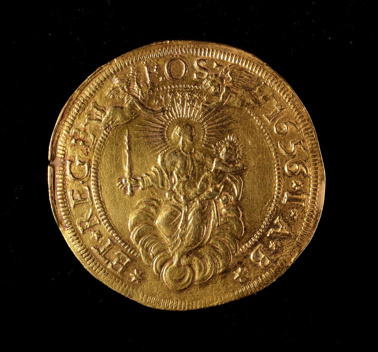 Měna republiky genů: 12,5 zlaté dvojité mince. Průměr 61 mm. 1656. Zpět. Genes Museums of Strada Nuova (inv. 6453) od Italian School
