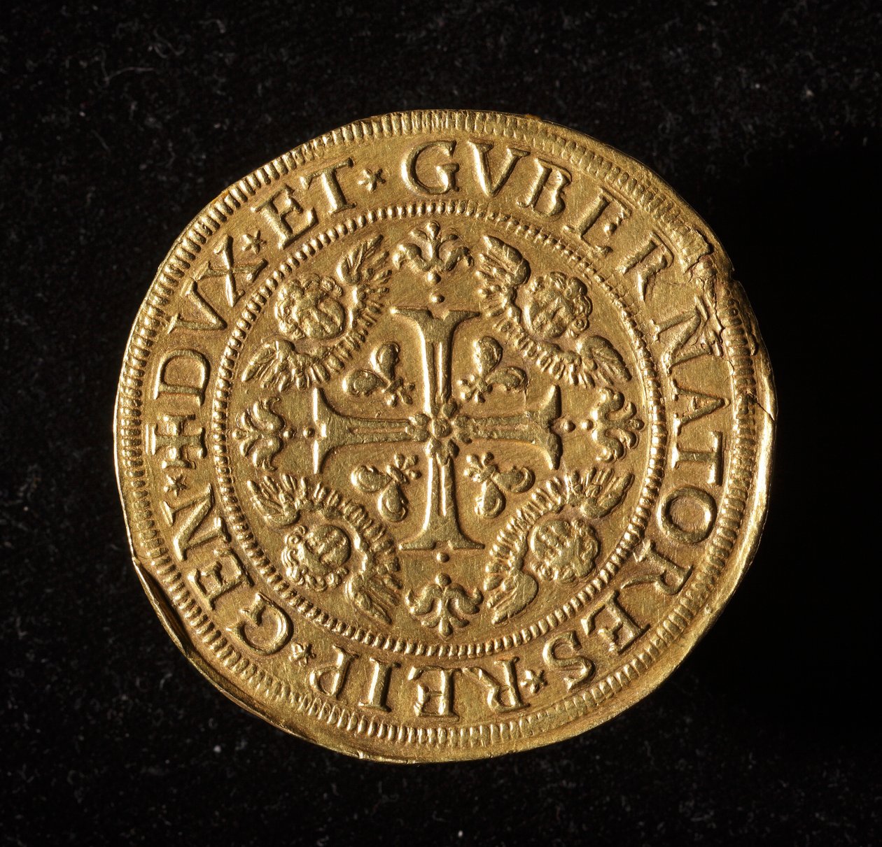 Měna republiky genů: 12,5 zlaté dvojité mince. Průměr 61 mm. 1656. Přední. Genes Museums of Strada Nuova (inv. 6453) od Italian School