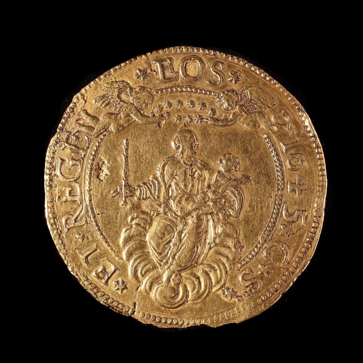 Měna republiky genů: 20 zlatých doppie. Průměr 58 mm. 1645. Zpět. Genes Musei di Strada Nuova od Italian School
