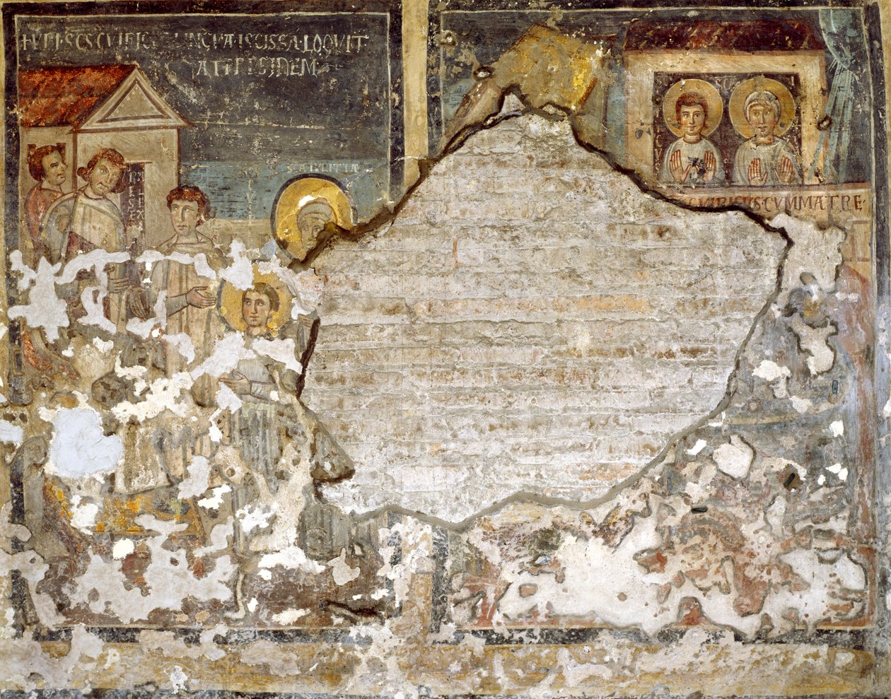 Poškozená freska ze Santa Maria Antiqua, Řím od Italian School