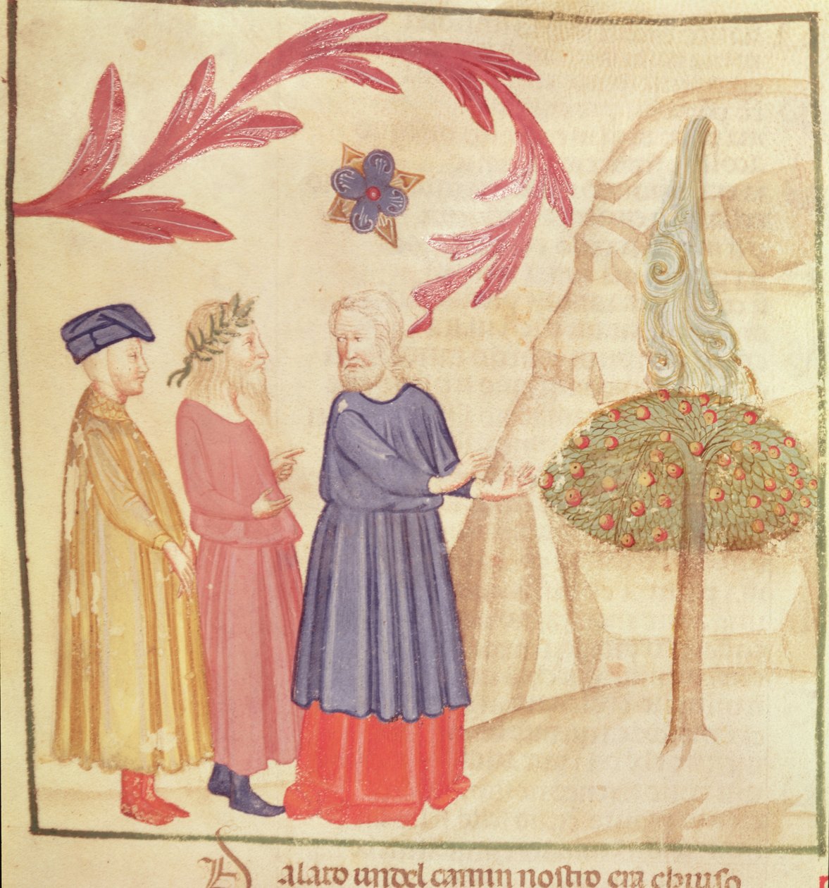 Dante a Virgil (70-19 př.nl) v pozemském ráji, z Božské komedie od Dante Alighieriho (1265-1321) od Italian School