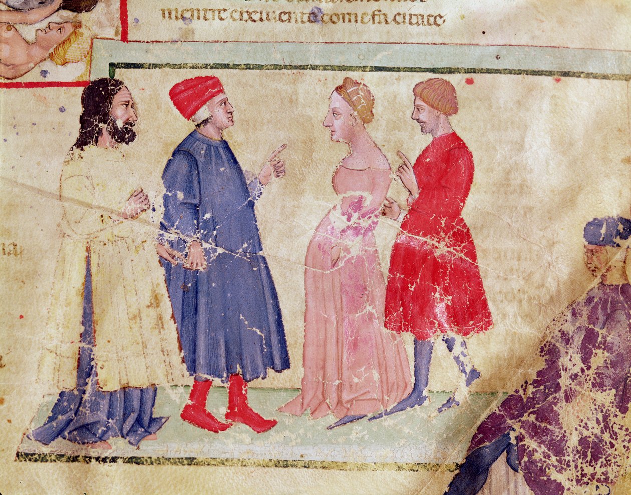 Dante a Virgil (70-19 př.nl) s Francescou da Rimini a Paolo Malatesta, z Božské komedie od Dante Alighieri (1265-1321) od Italian School