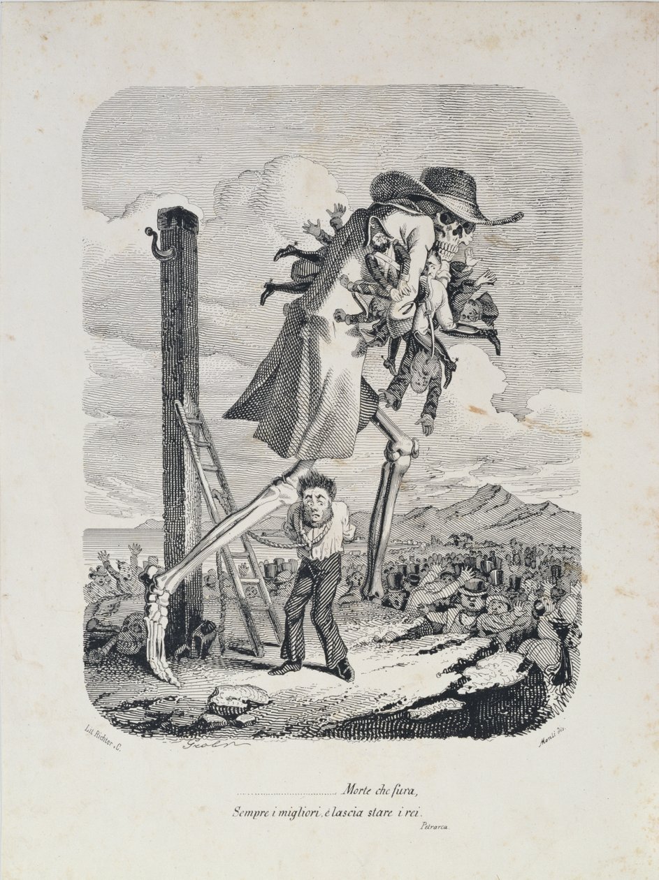 Smrt bere všechny dobré a opouští padouchy, kolem roku 1850 od Italian School