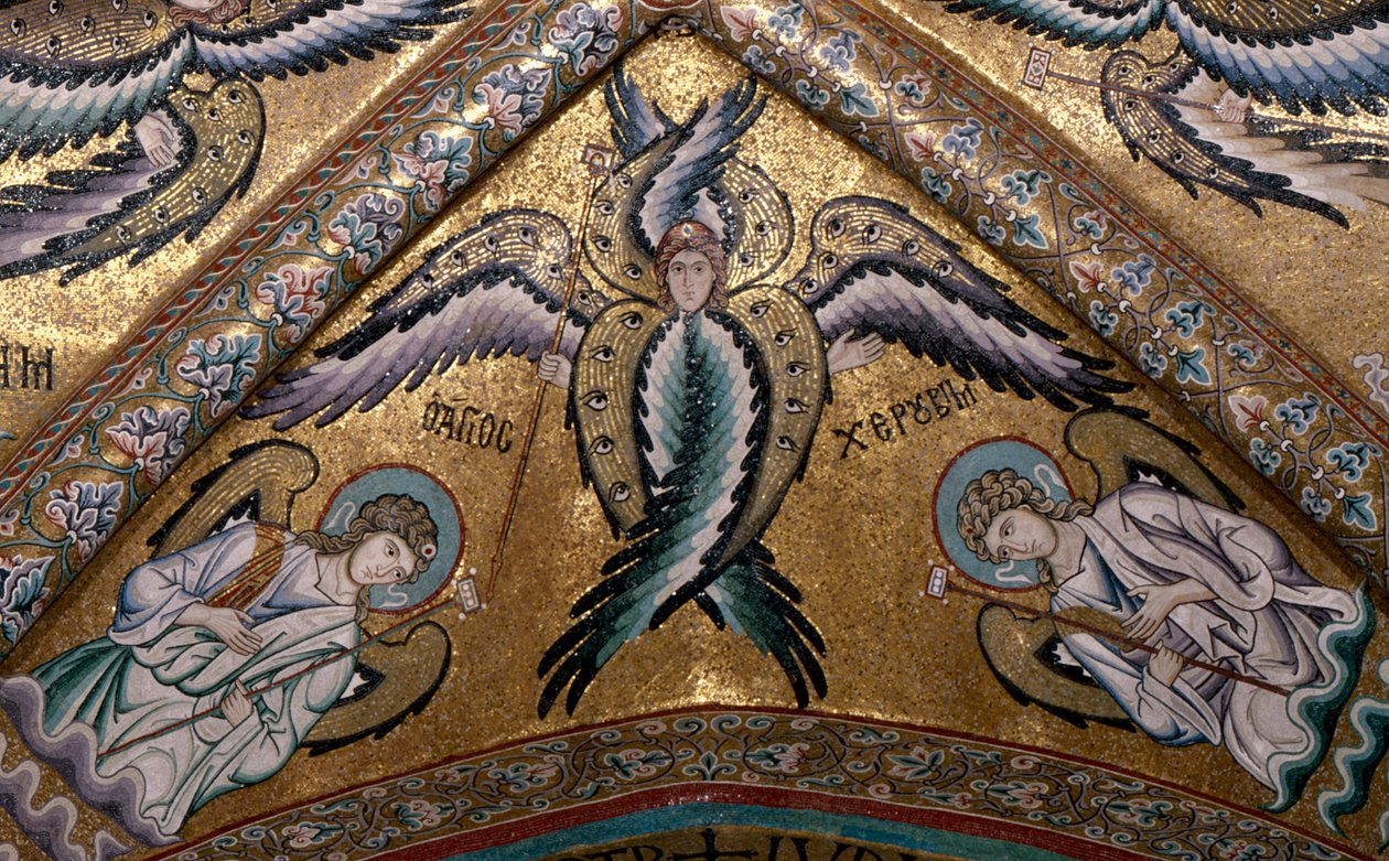 Detail anděla z klenby apsidy (mozaika) od Italian School
