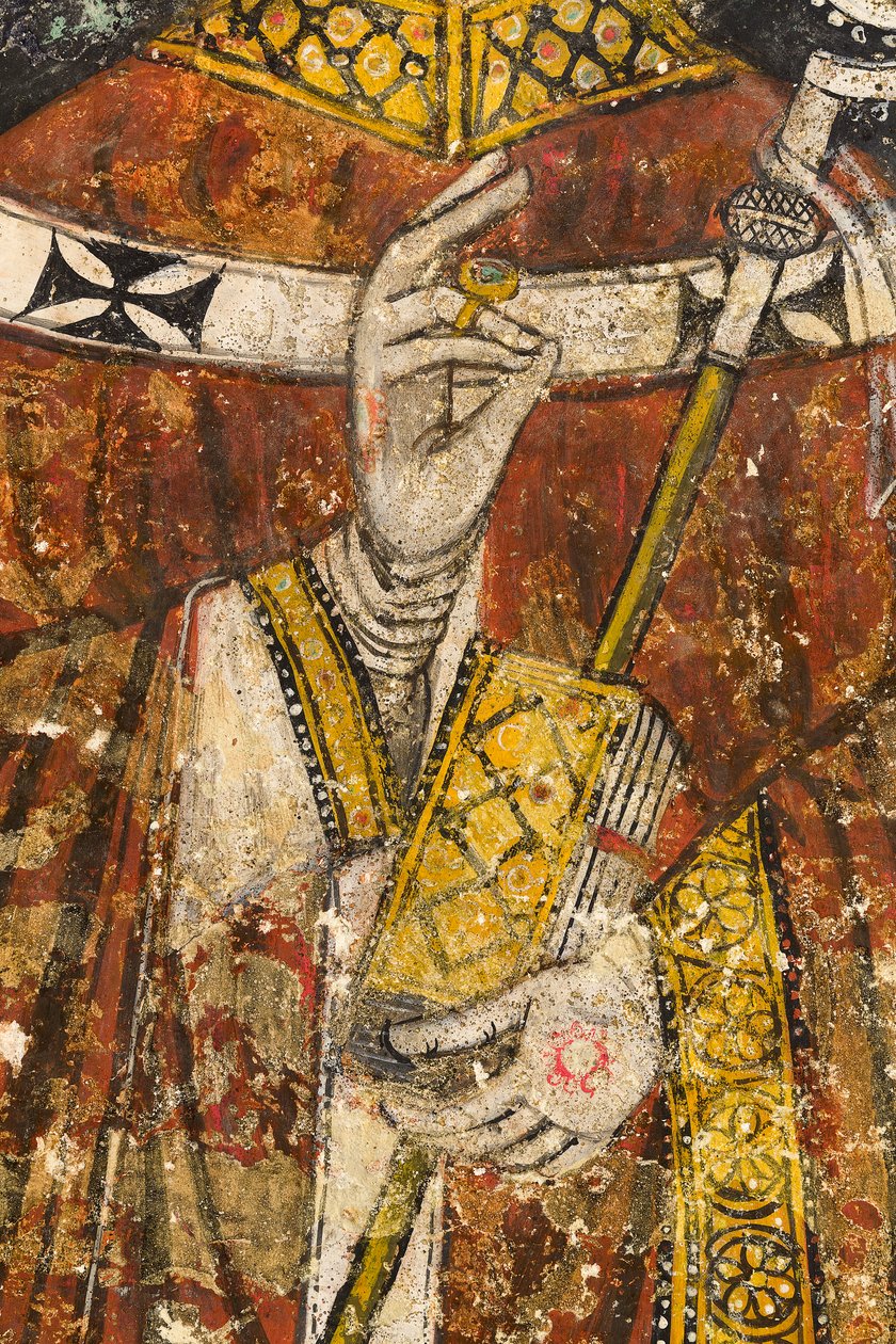 Detail triptychu s rozpisem zobrazujícím San Cataldo, krypta katedrály od Italian School