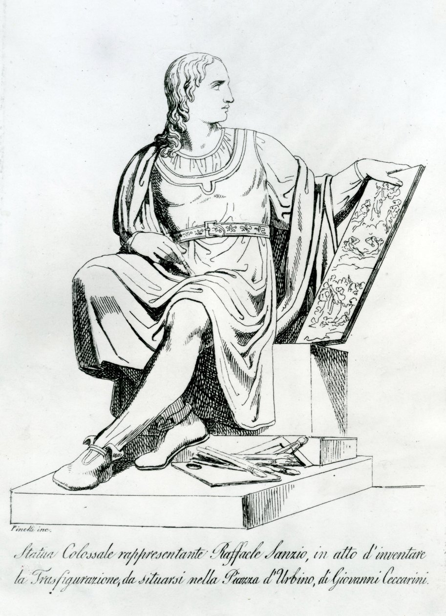 Kresba sochy od Giovanniho Ceccariniho z Raffaello Sanzio da Urbino od Italian School
