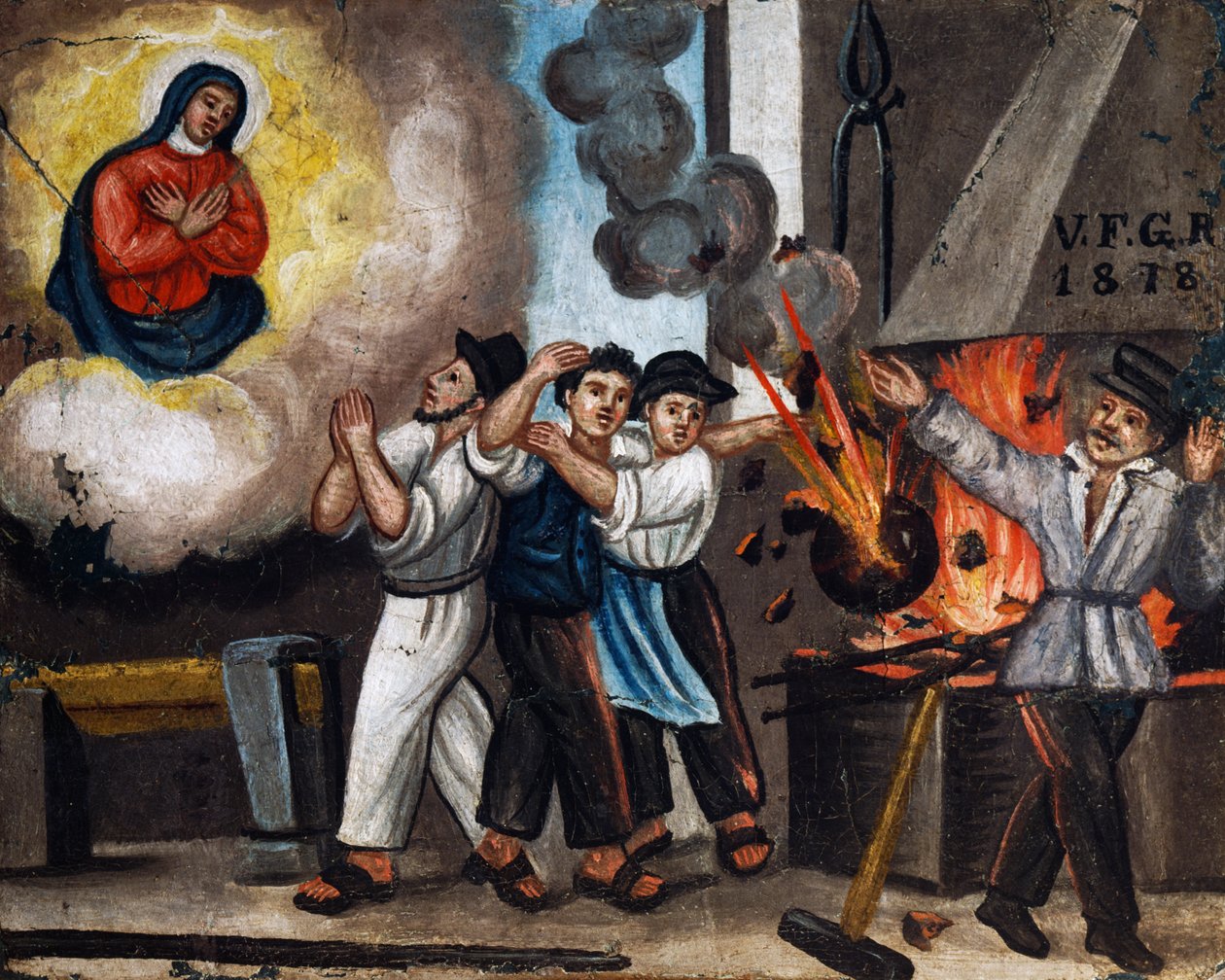 Výbuch při práci, ex-voto od Italian School