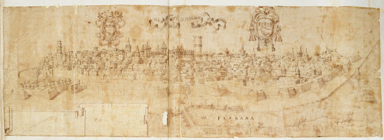Ferrara, Itálie (inkoust na papíře) od Italian School