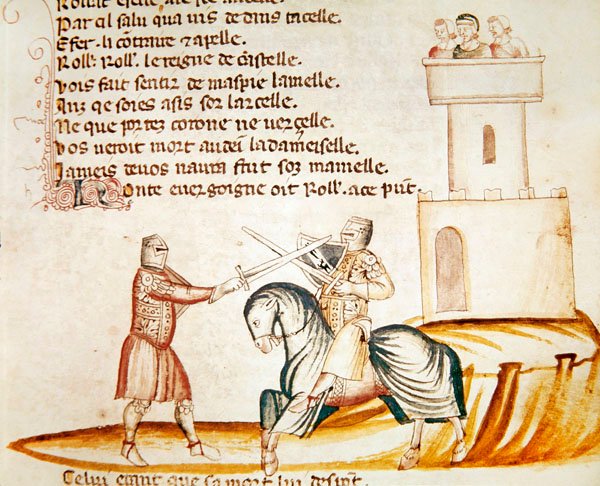 Bojujte mezi vojákem na koni a vojákem, který šel pěšky, z Codex Entree dEspagne od Italian School