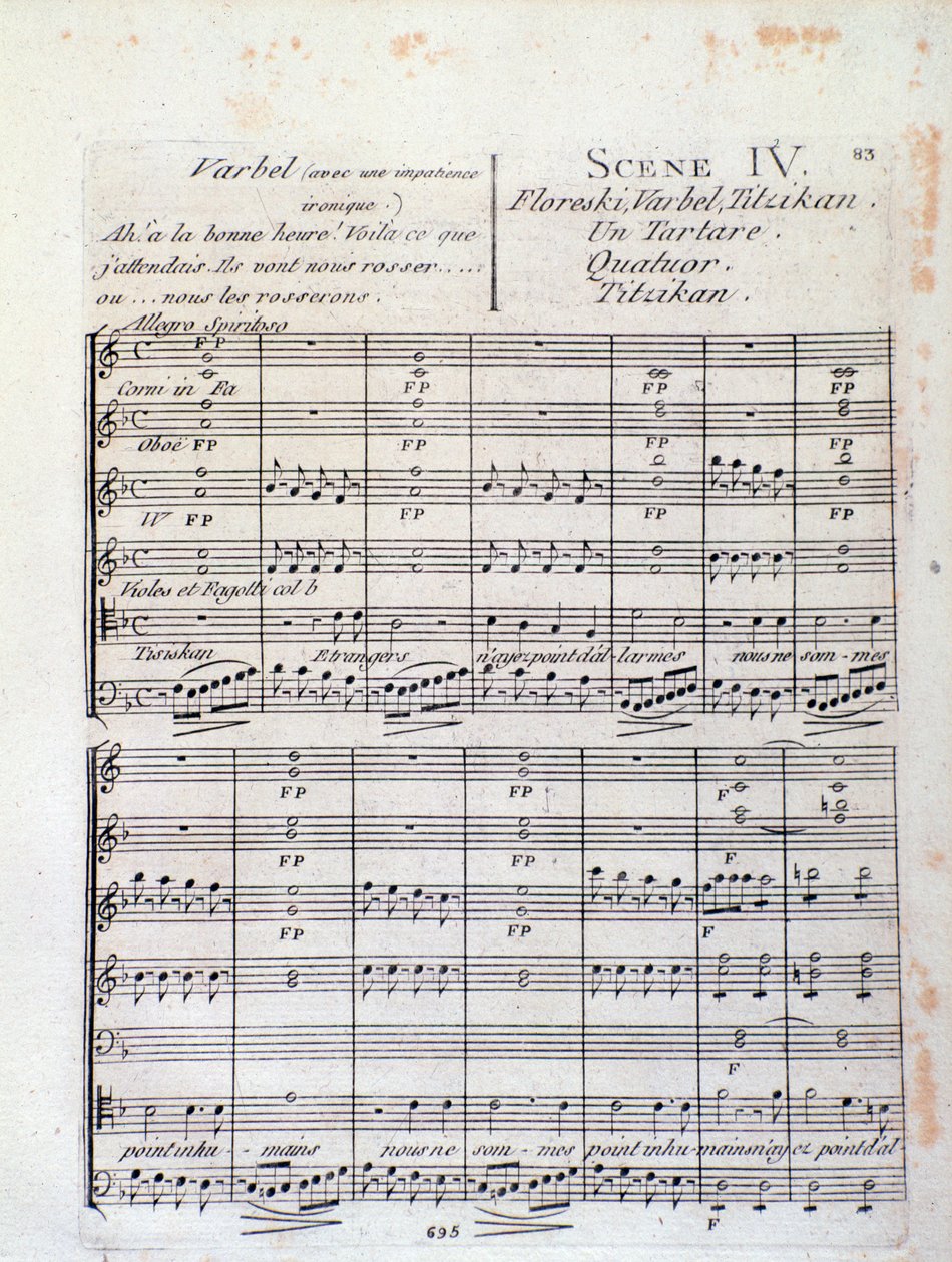První strana Noty z Lodoiska (scéna 4), opera Luigi Cherubini od Italian School