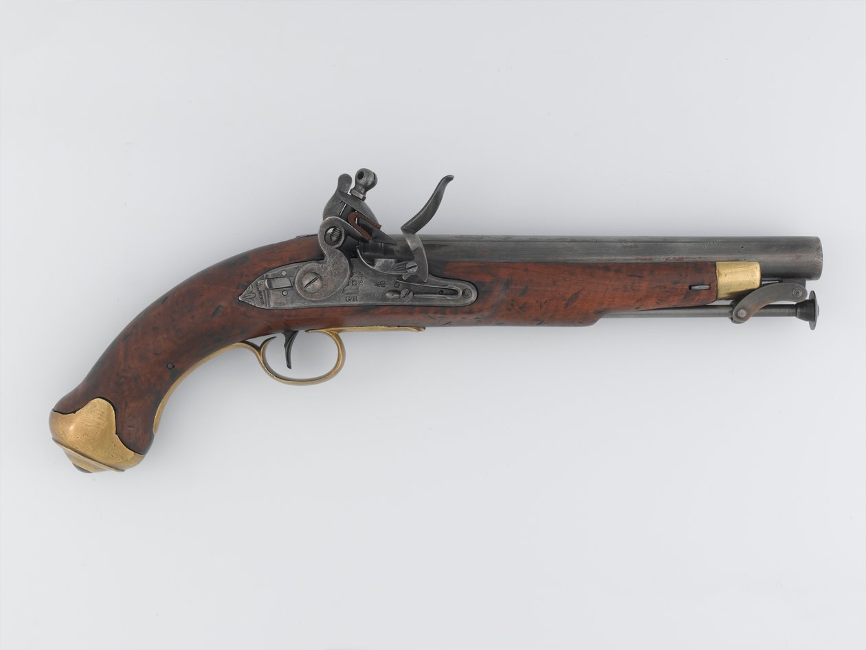 Křesadlový zámek 16 vývrt (0,65 palce) pistole, vzor New Land, Light Dragoons, cca 1808 (pistole, křesadlový zámek, 0,65 ve vzoru New Land light dragoon) od Italian School