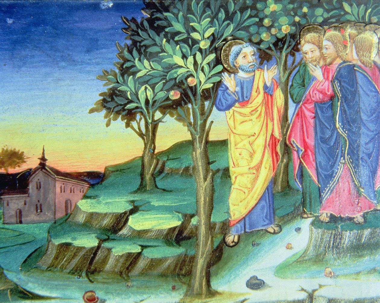 Fol.101v Kristus se jde modlit na Olivovou horu (vellum) od Italian School