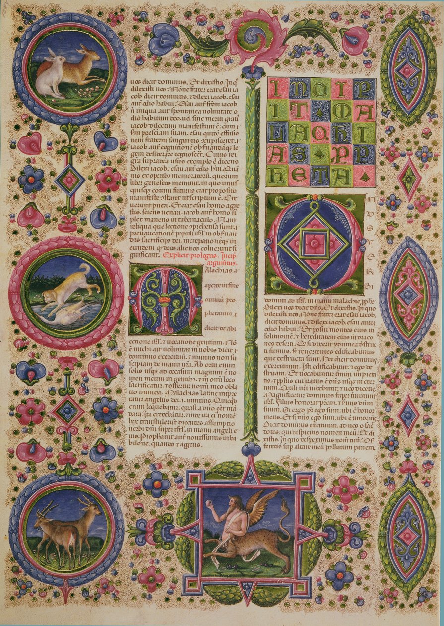 Fol.108v Kniha proroka Malachiáše, z Bible Borso d