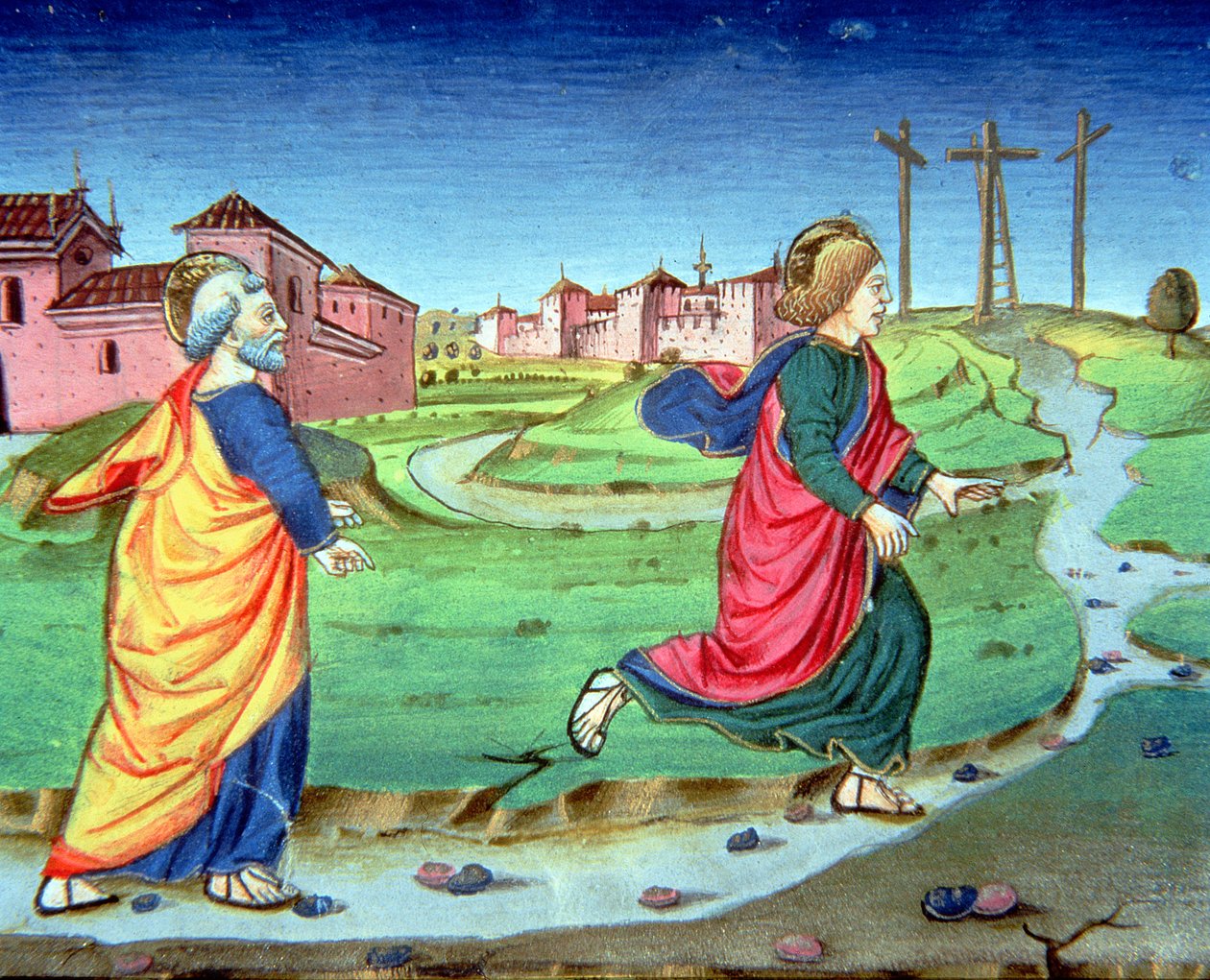 Fol.129vb Marie Magdalena podává zprávu o vzkříšení Šimonu Petrovi (vellum) od Italian School