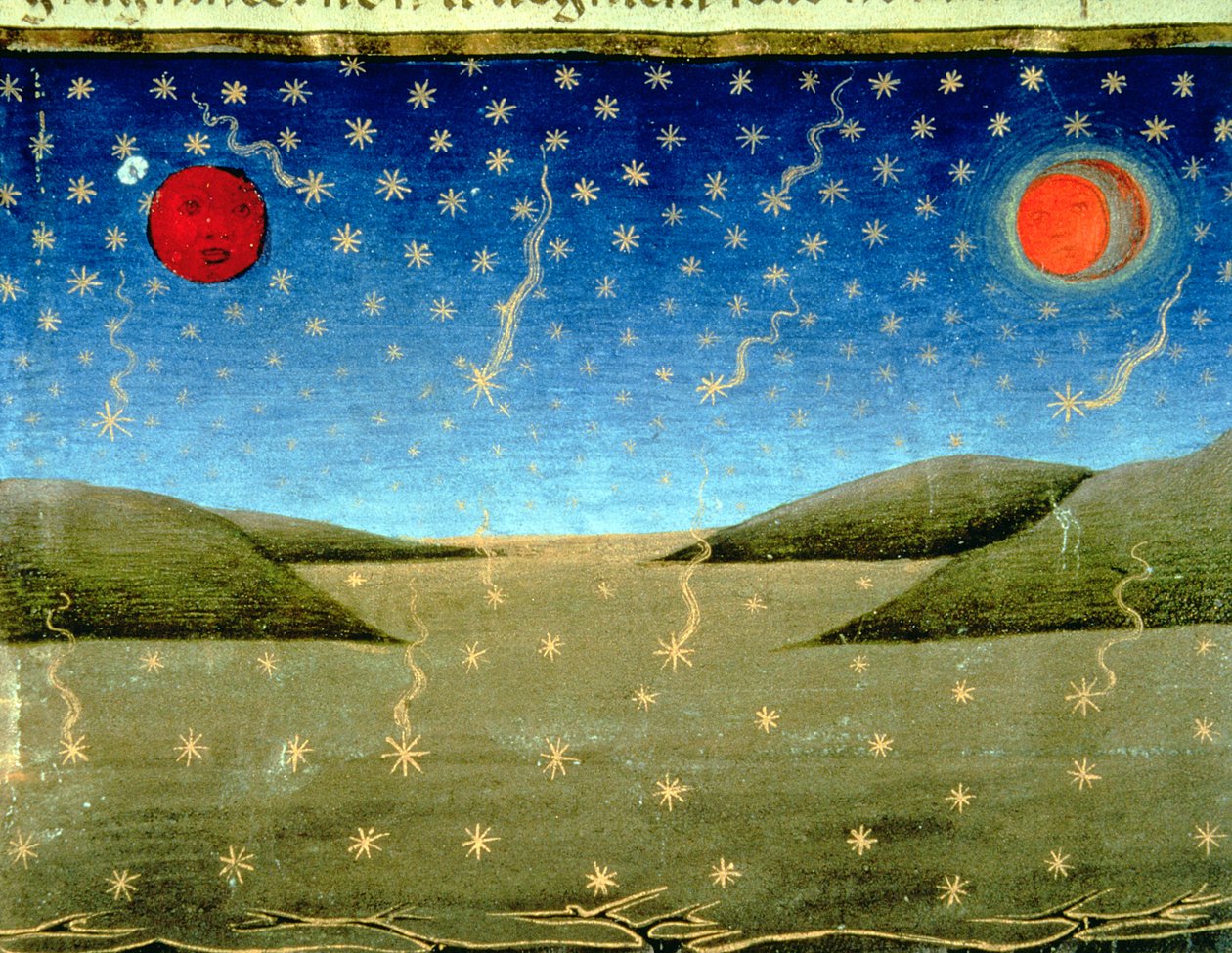 Fol.149va Poslední soud: Hvězdy padají a vše je obráceno vzhůru nohama (vellum) od Italian School