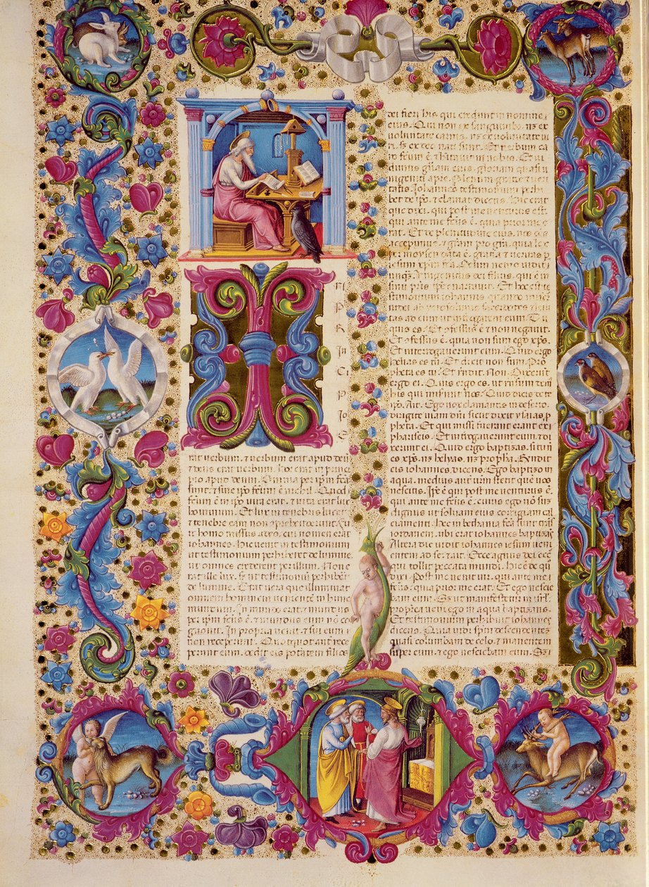 Fol.172v Druhé Janovo evangelium, z Bible Borso d