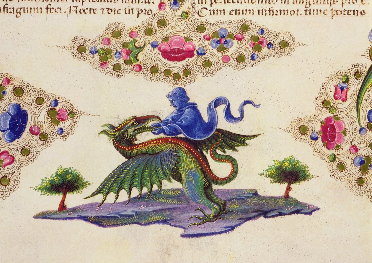 Fol.198V Džin a okřídlené monstrum, z Bible Borso d