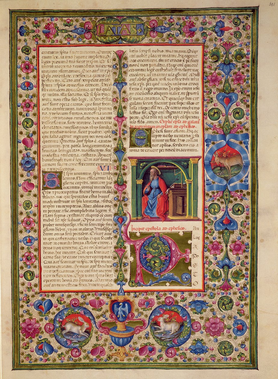 Fol.201r Dopis sv. Pavla Efezským, z Bible Borso d