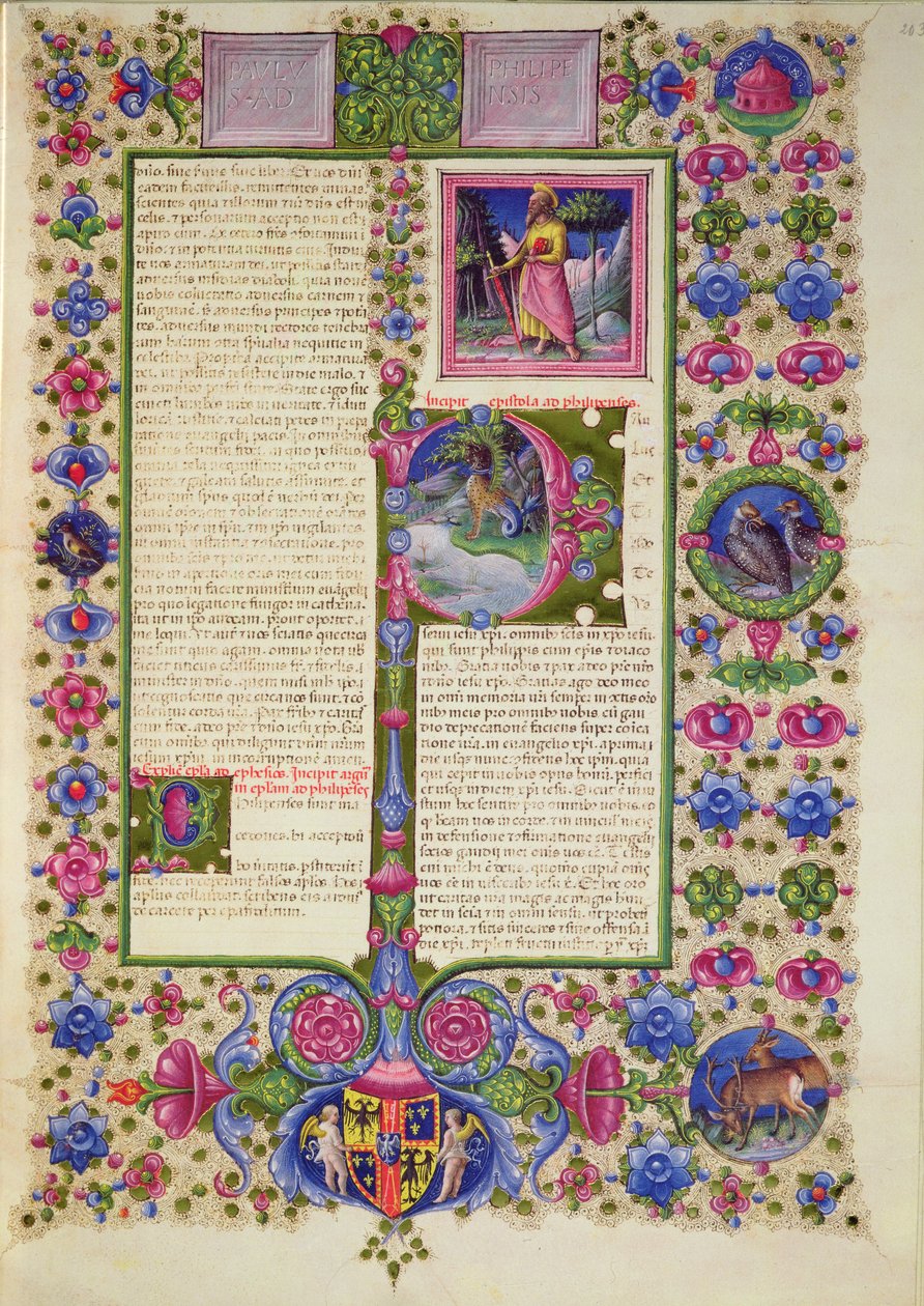 Fol.203r Dopis sv. Pavla Filipanům z Bible Borso d