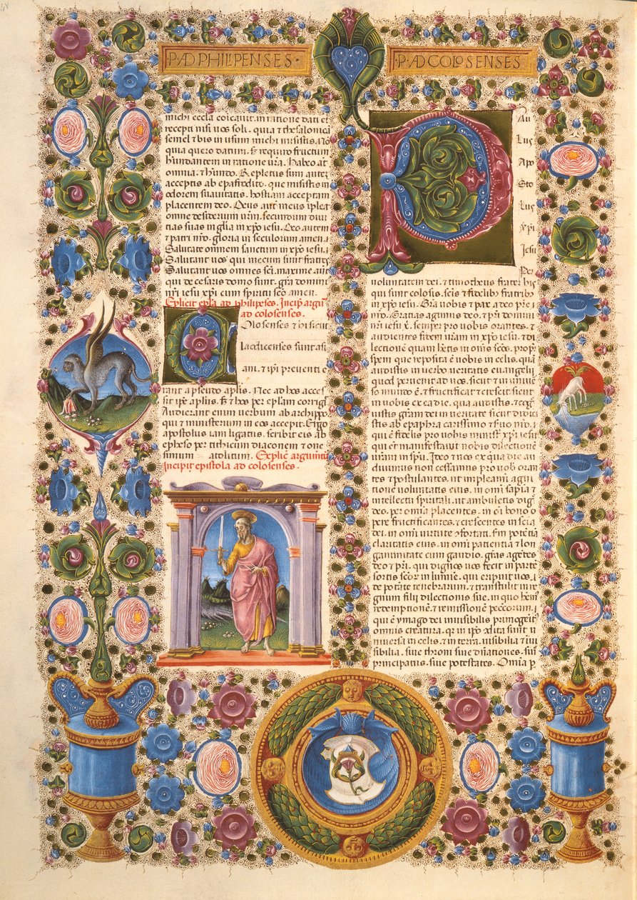 Fol.204v Dopis sv. Pavla Kolosanům, z Bible Borso d