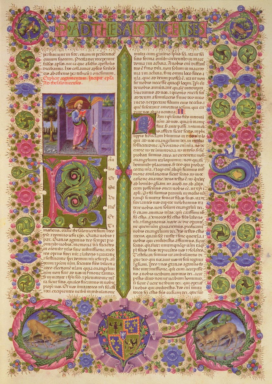 Fol.206r Dopis sv. Pavla Soluňským, z Bible Borso d