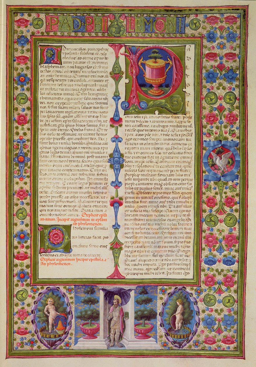 Fol.211r Dopis sv. Pavla Filemonovi z Bible Borso d