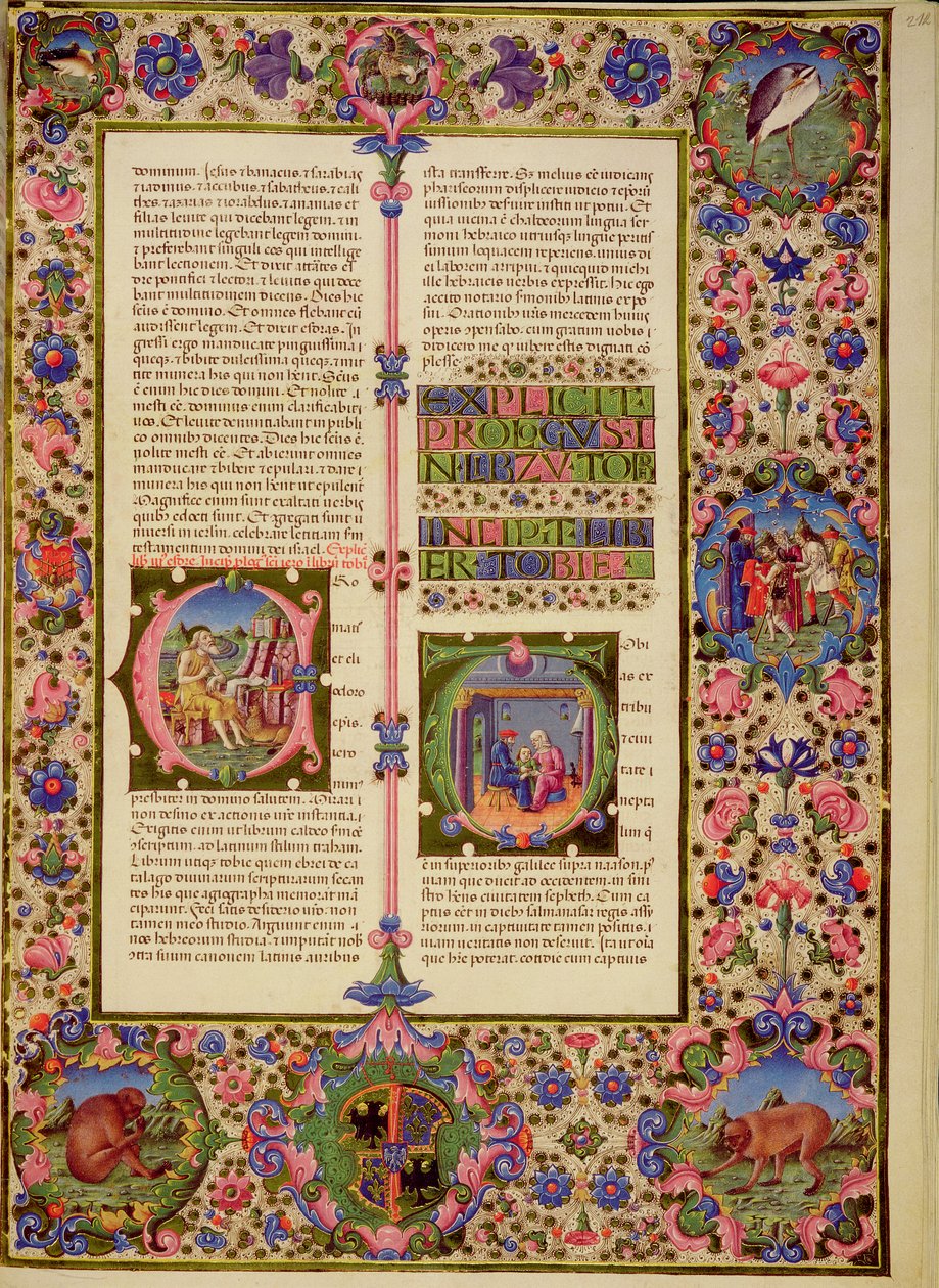 Fol.212r Kniha Toby, z Bible Borso d