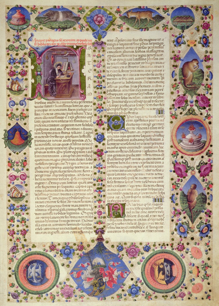 Fol.2R Incipit of the Prolog, z Bible Borso d