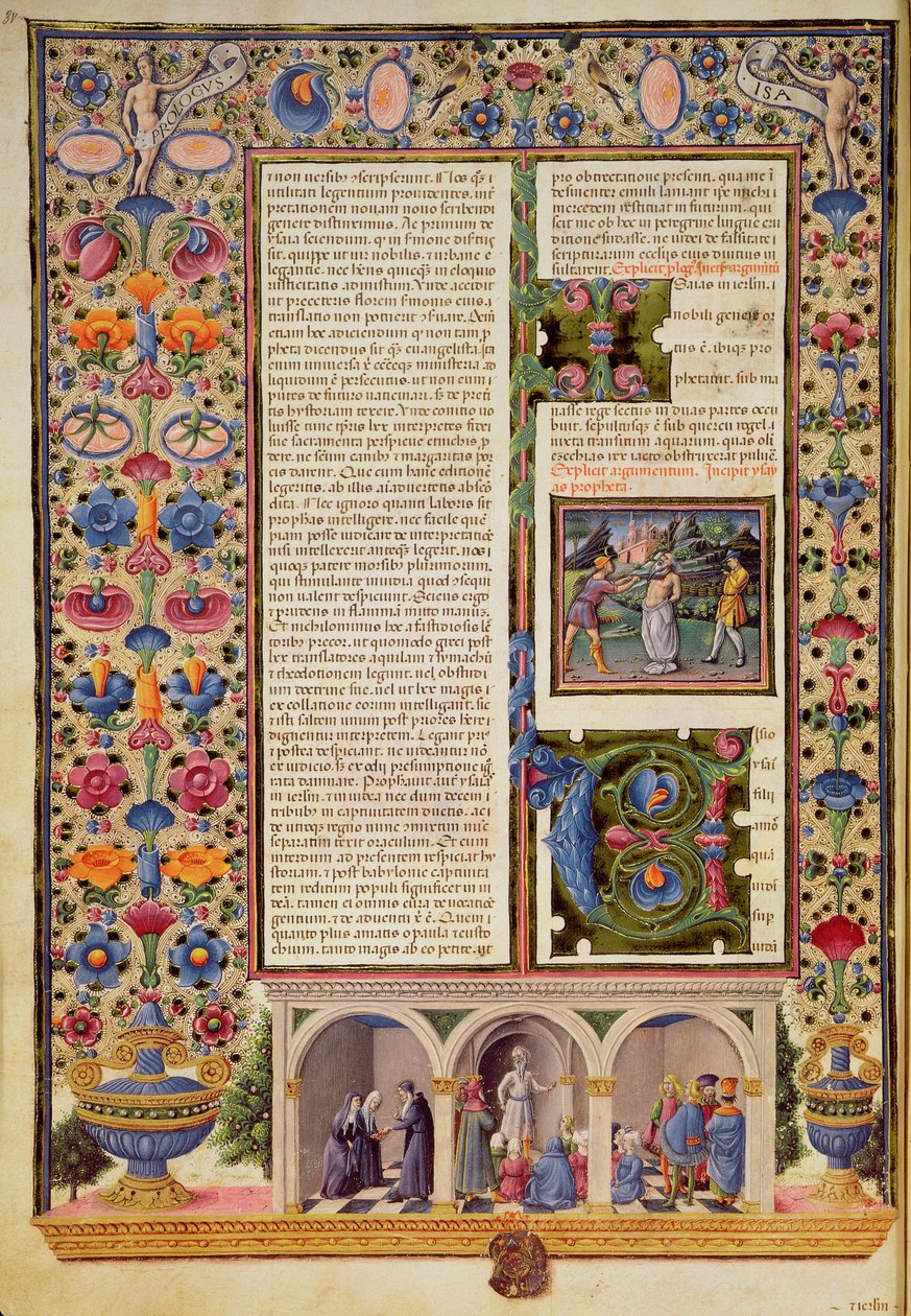 Fol.3v Prolog ke Knize proroků (Izajáš), z Bible Borso d