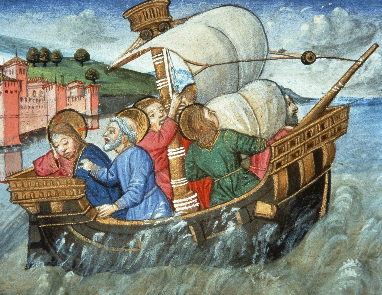 Fol.49v Bouře v Tiberském moři (vellum) od Italian School