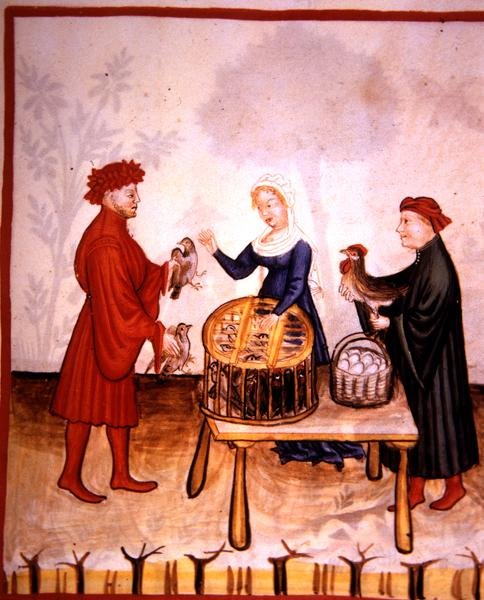 Fol.67r Prodej mladých holubic, ilustrace z 
